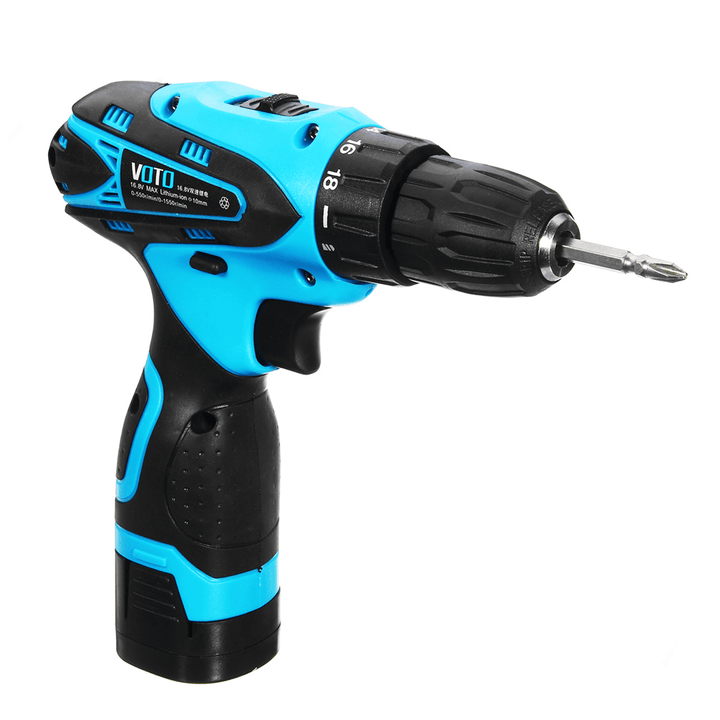 16.8V Li-Ion Battery Cordless Electric Screwdriver Power Drill Two-Speed Drive Bit Set - MRSLM