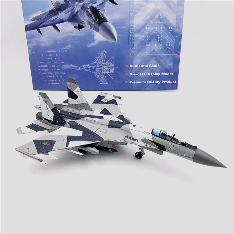 Russia Su 35 SU35 Fighter Aircraft Model Toy Ornaments Snow Fragmented Geometric Camouflage - MRSLM