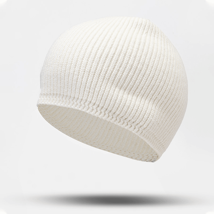 Unisex Solid Color Elastic Knitted Caps Autumn Winter Warm Breathable Skull Cap Brimless Beanie Landlord Cap - MRSLM