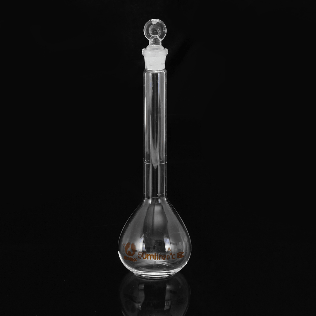 50Ml Clear Glass Volumetric Flask W/ Glass Stopper Lab Chemistry Glassware - MRSLM