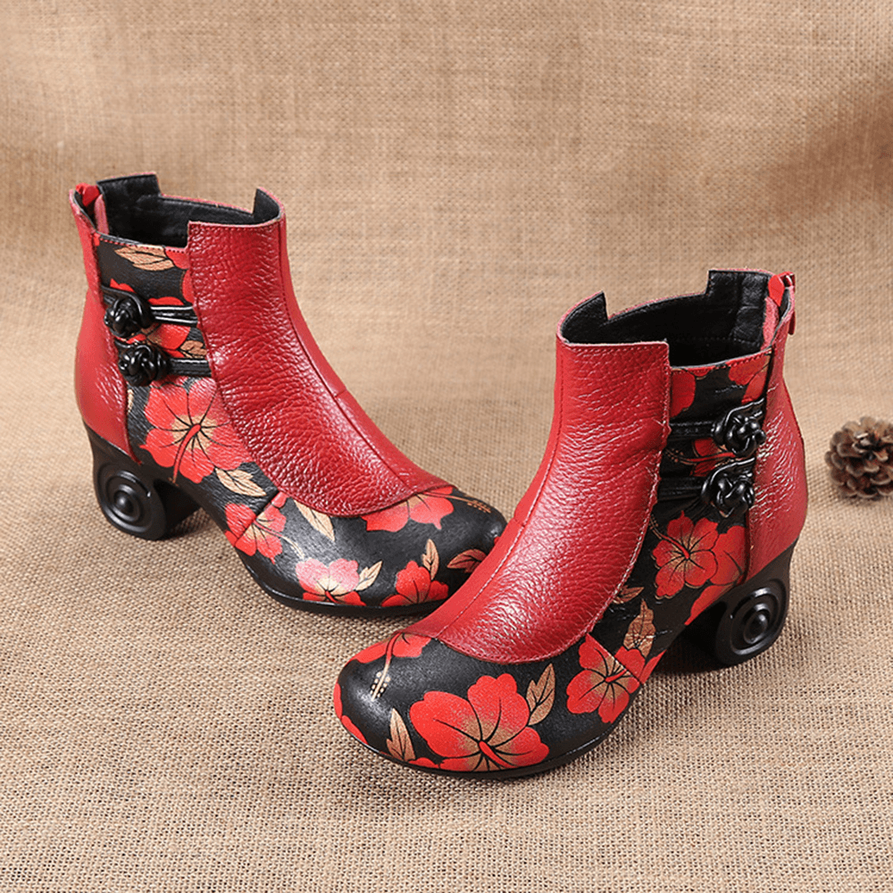 Retro Genuine Leather Butterfly Ankle Boots - MRSLM