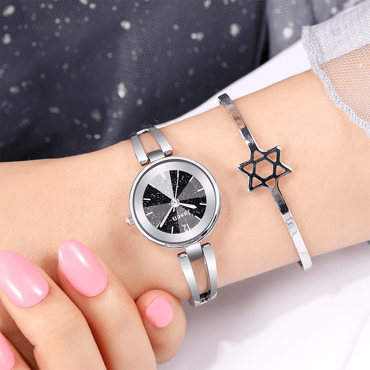 JUSEN JS6222 Hollow Metal Strap Fashion Simple Dial Ladies Dress Women Quartz Watch - MRSLM