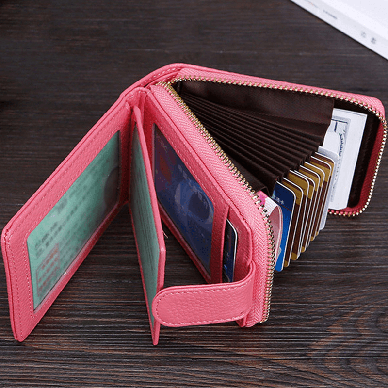 RFID Genuine Leather Wallet with 10 Card Slots - MRSLM