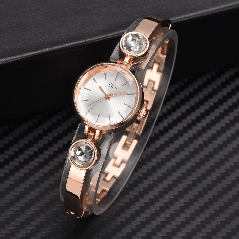 Elegant Big Crystal Alloy Strap Slim Ladies Dress Bracelet Women Simple Dial Quartz Watch - MRSLM