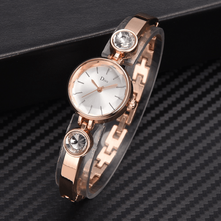 Elegant Big Crystal Alloy Strap Slim Ladies Dress Bracelet Women Simple Dial Quartz Watch - MRSLM