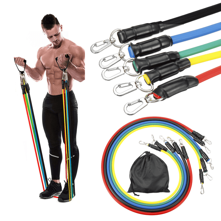 KALOAD 11Pcs/Set 10-30LBS Resistance Bands Workout Exercise Fitness Yoga Loop Belt Elastic Stretch Band - MRSLM