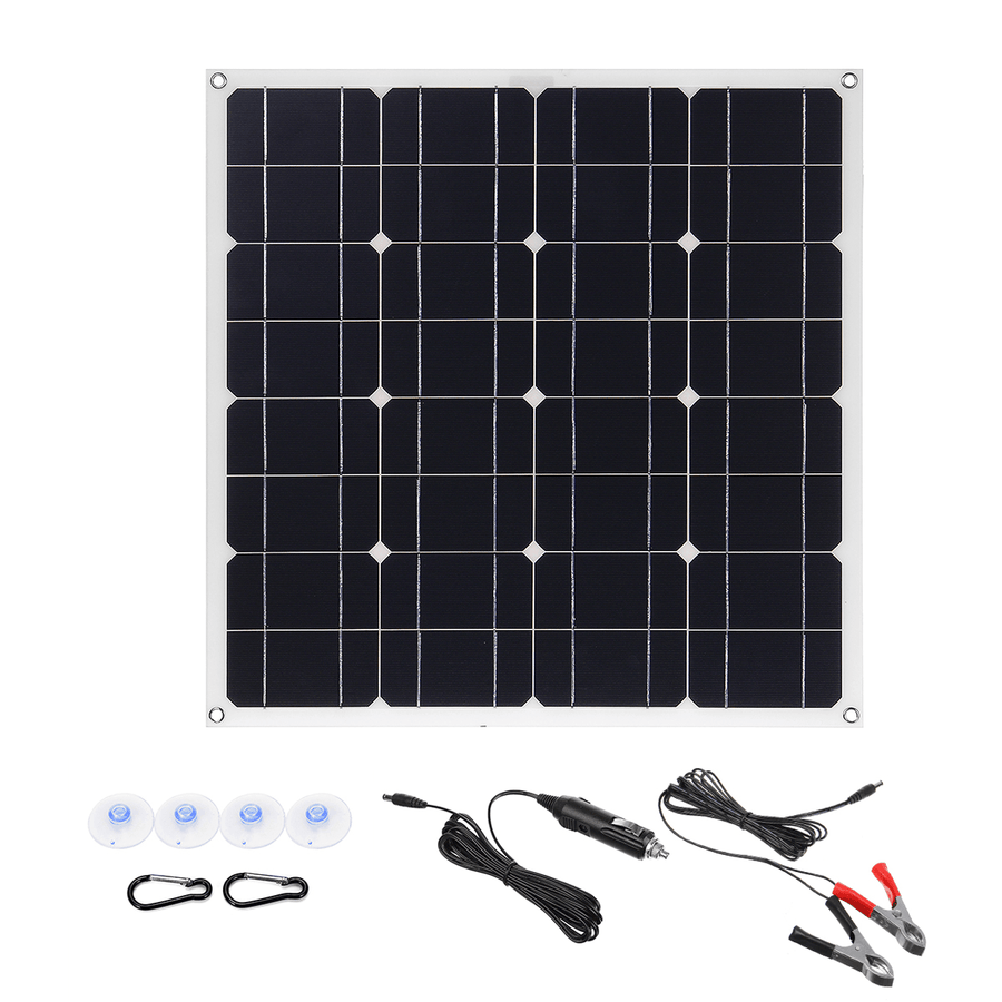 150W 18V Mono Solar Panel Dual USB 12V/5V DC Monocrystalline Solar Charger for Car RV Boat Battery Charger Waterproof - MRSLM