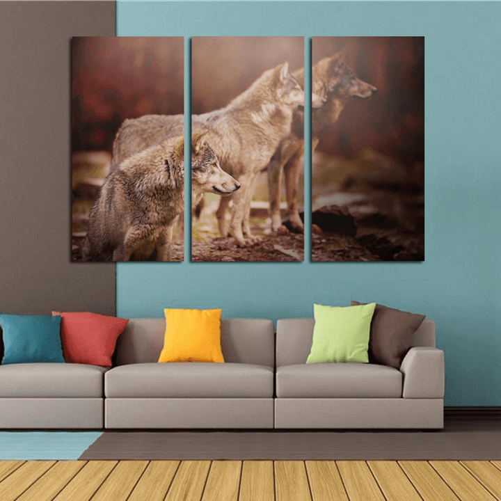 Miico Hand Painted Three Combination Decorative Paintings Three Dogs Wall Art for Home Decoration - MRSLM