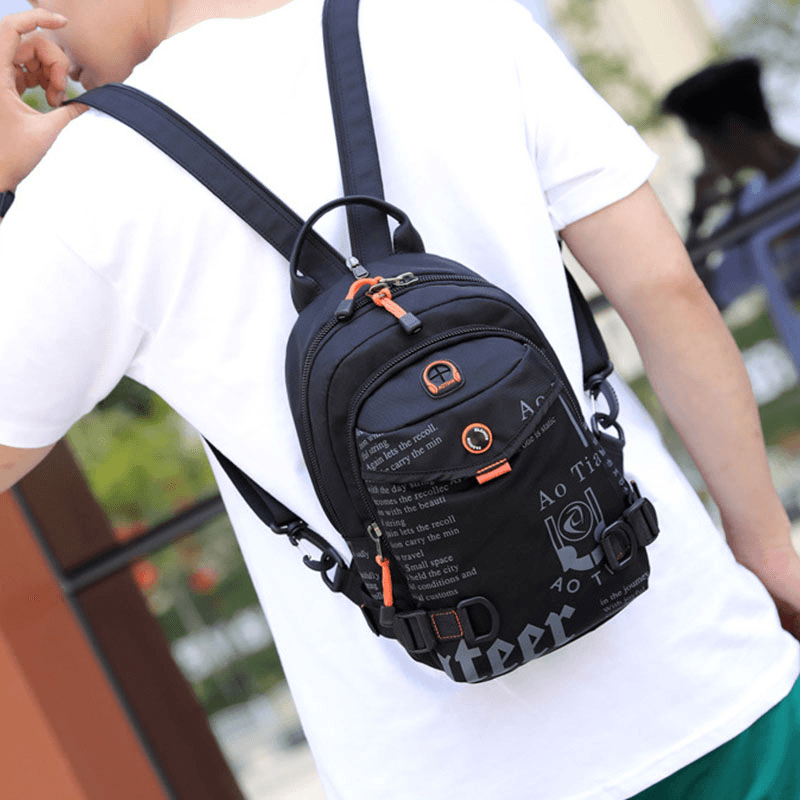 Men Fashion Large Nylon Waterproof Backpack Chest Bag - MRSLM