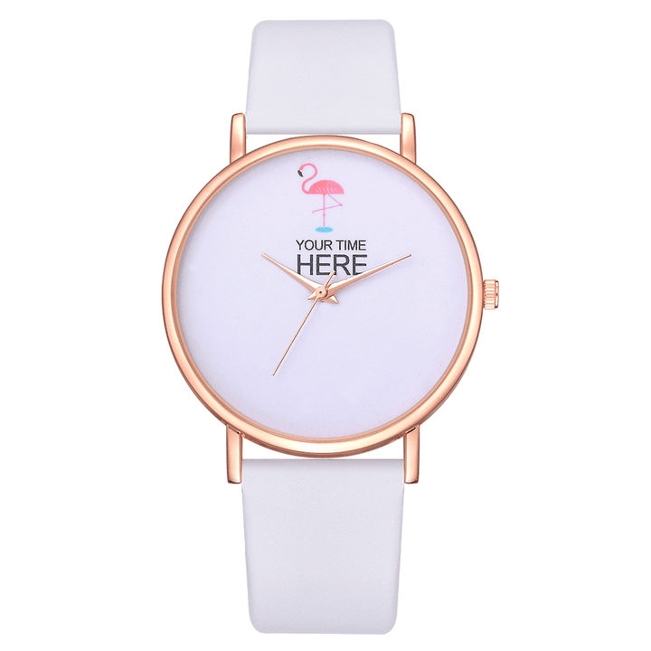 Casual Style Women Wrist Watch Rose Gold Case Leather Strap Quartz Watch - MRSLM