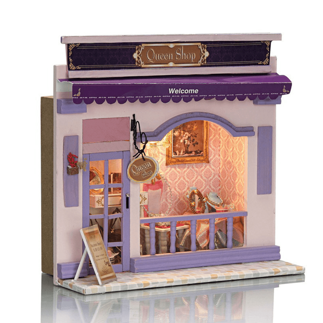 Wooden Multi-Style 3D DIY Handmade Assemble Doll House Miniature Kit with Furniture LED Light Education Toy for Kids Gift Collection - MRSLM