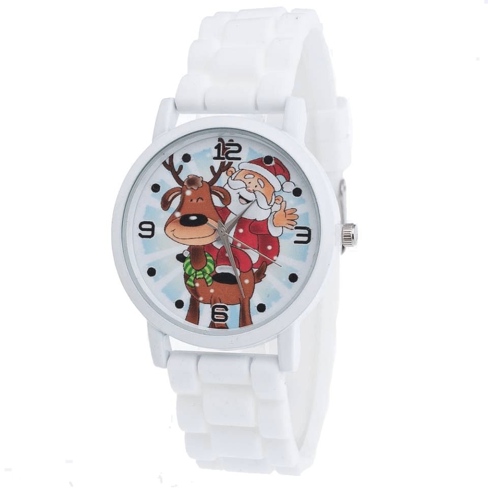 Cartoon Santa Claus and Reindeer Pattern Silicone Strap Watch Cute Kid Watch Fashion Children Quartz Watch - MRSLM