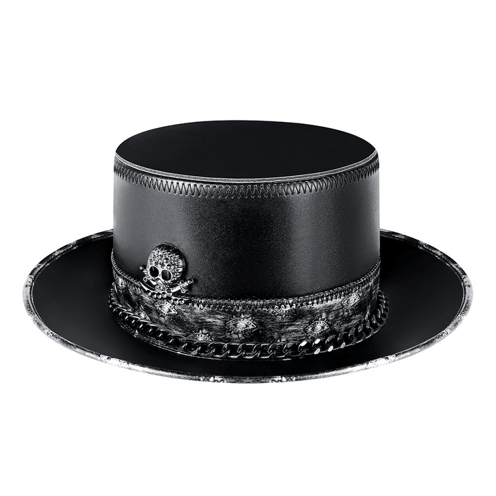 PU Leather Skull Chain Gentleman Hat - MRSLM