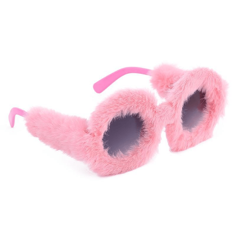 Fashion round Frame Plush Full Coverage Sunglasses for Women - MRSLM