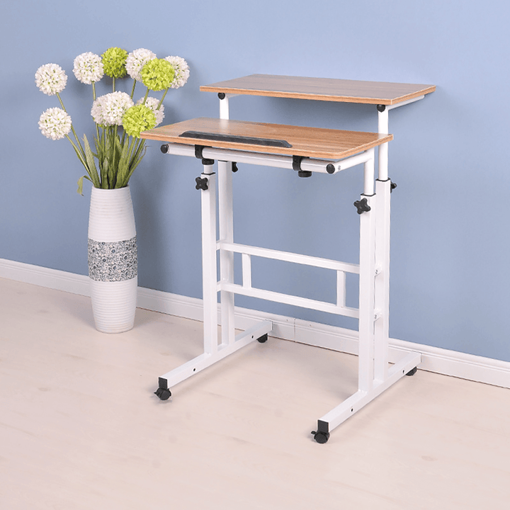 Mobile Standing Desk Computer Laptop Desk Sit-Stand Writing Study Table Workstation with Computer Case Rack - MRSLM