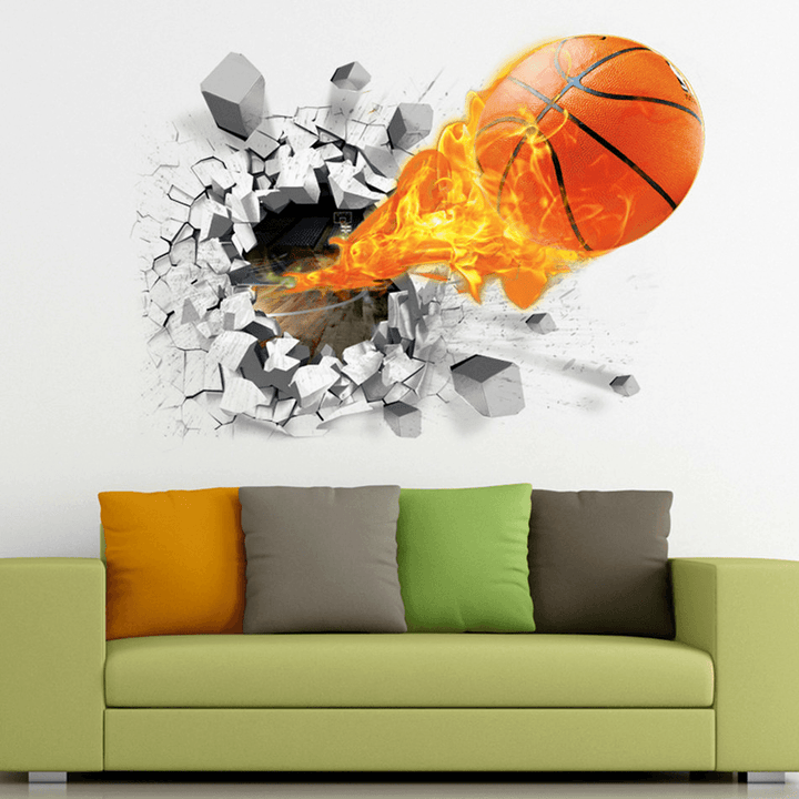 Fashion 3D Basketball Wall Sticker Green Poster Art Stickers Kids Rooms Home Decoration Accessories Decor Removable Waterproof Home Wall DIY Decor Basketball Wall Sticker - MRSLM