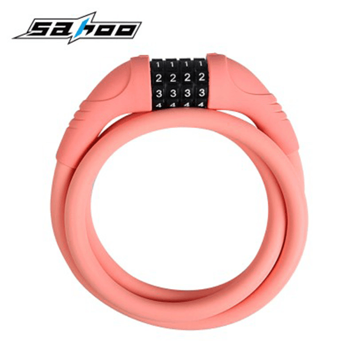 SAHOO Bicycle Lock Silicone Cable Lock Ring Type anti Theft Wear Resistant Locking Password Lock - MRSLM