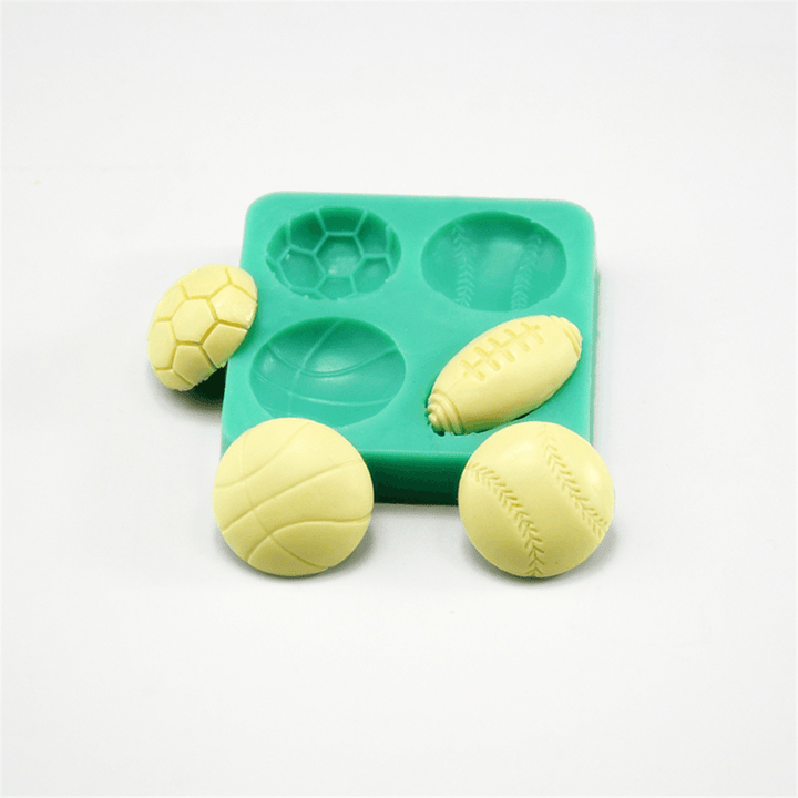 3D Silicone Football Basketball Fondant Mold Cake Sugar Chocolate Baking Tool Baking Mold - MRSLM