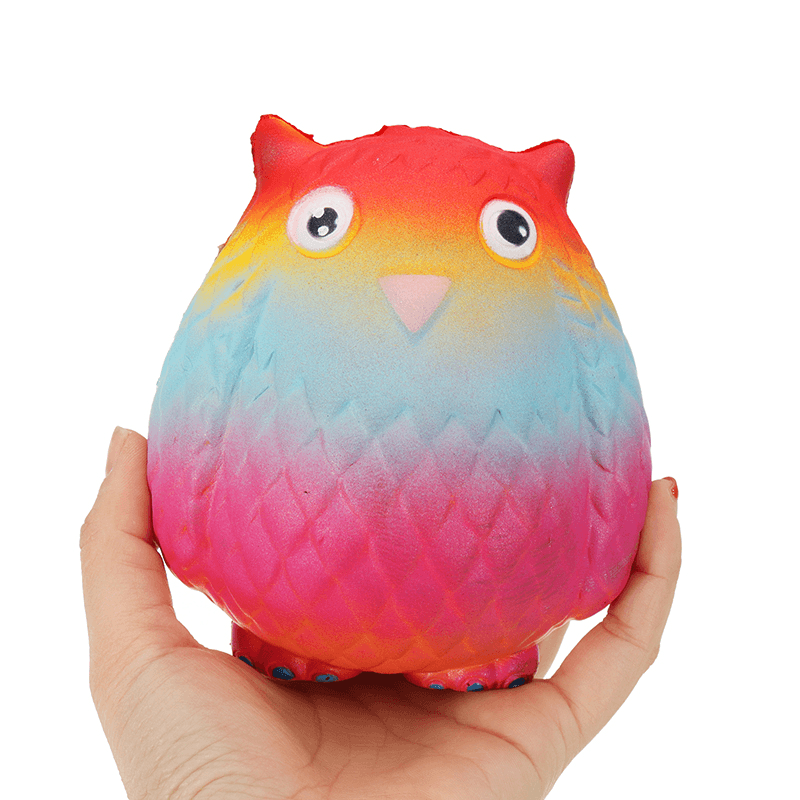 Jumbo Squishy Rainbow Owl 12Cm Soft Slow Rising Toy with Original Packing - MRSLM