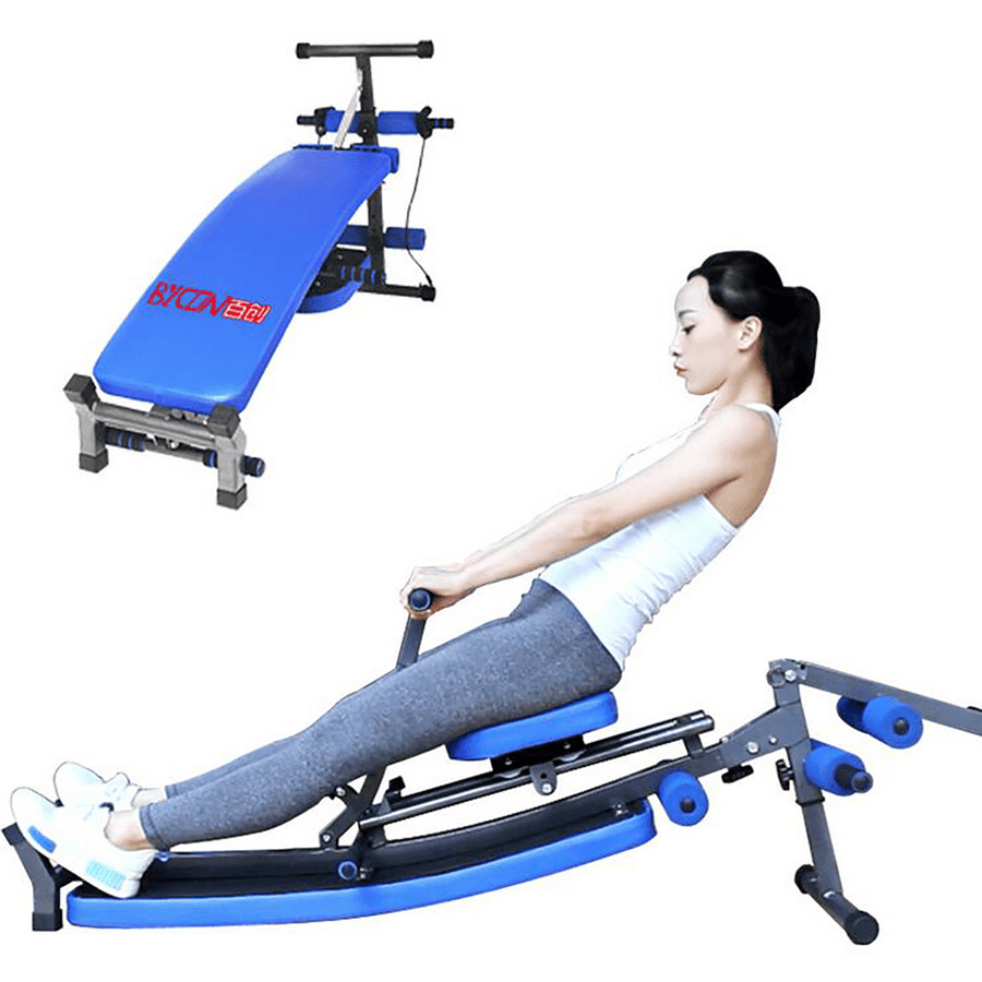 Folding Sit up Benches Rowing Machine Adjustable Crunch Decline Home Gym Fitness Sport Max Load 250Kg - MRSLM