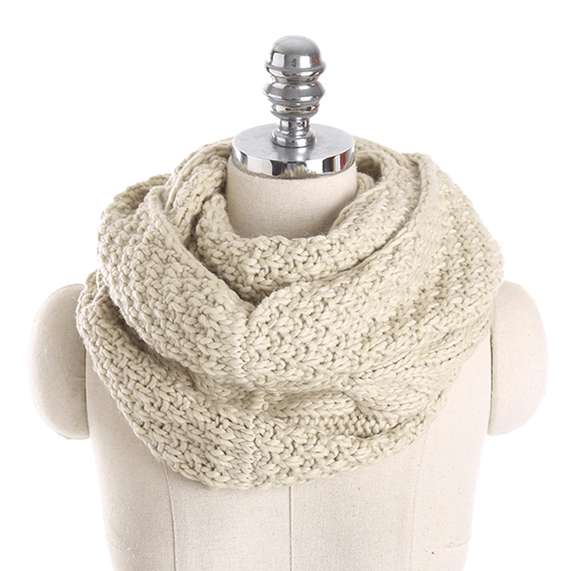 Women Solid Knitted Collar Scarves Warm Neck Scarves - MRSLM