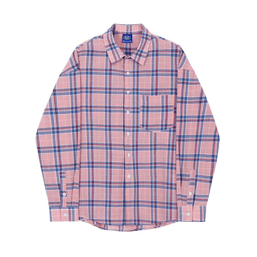 Retro Plaid Shirt Pink Small BF Style Couple Shirt - MRSLM