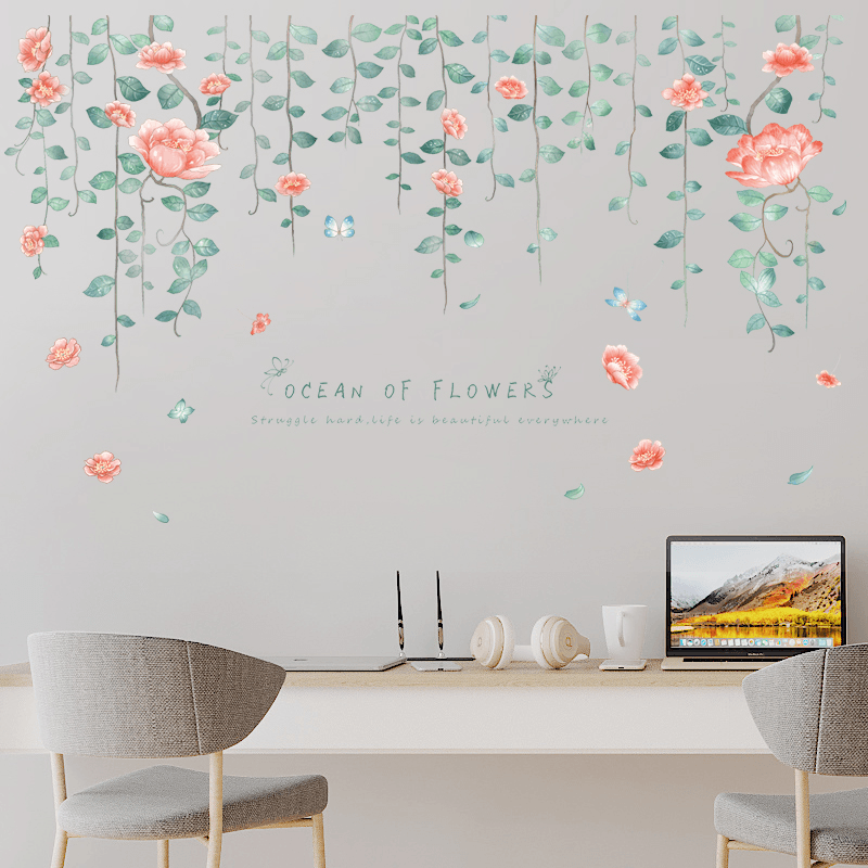 Miico XC9042 Flower Vine Flower Wall Sticker Living Room Bedroom Wall Decoration Sticker DIY Stickers - MRSLM