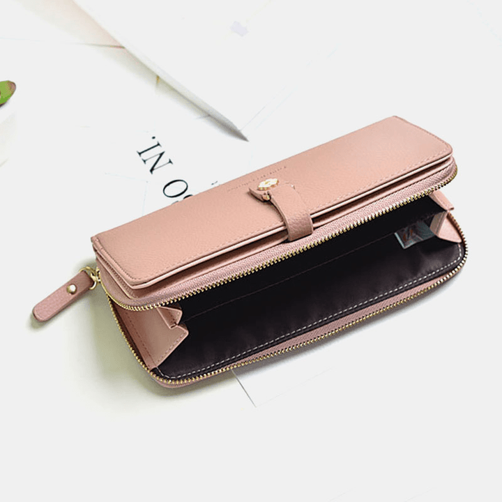 Women 10 Card Slots Zipper Long Wallet Purse Clutchs Bag - MRSLM