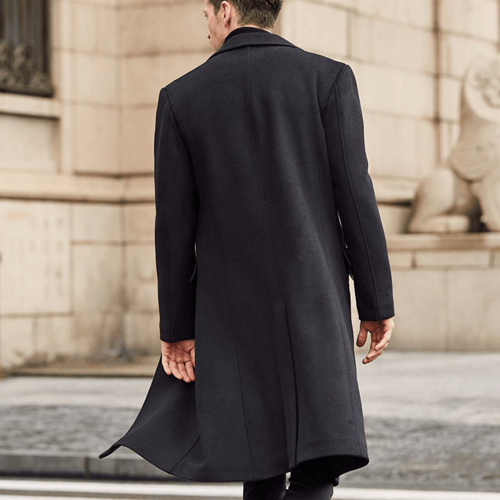 Mens Winter Single Breasted Big Pockets Mid Long Casual Coat - MRSLM