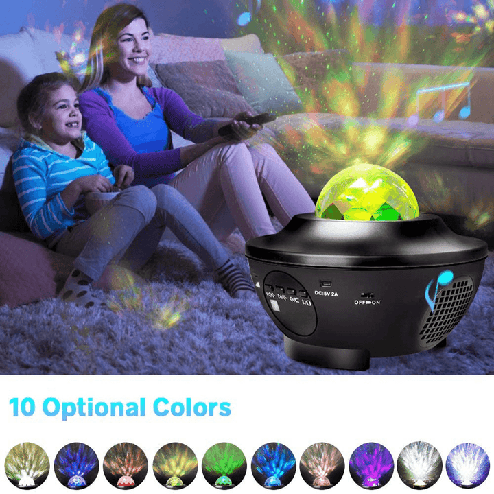 LED Starry Sky Projector Lamp Atmosphere Light Bluetooth Music USB Starry Sky Flame Water Pattern Night Light - MRSLM