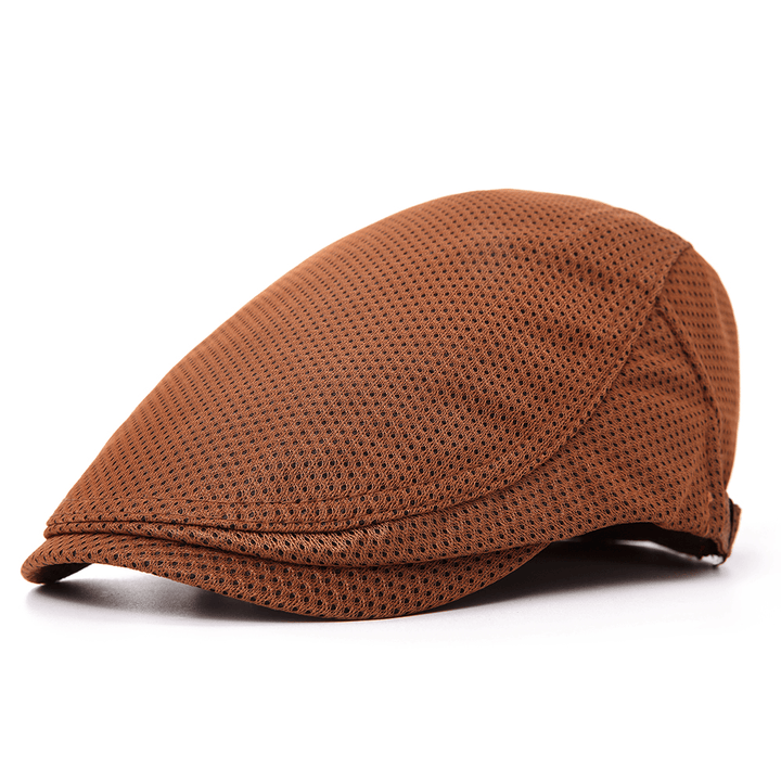 Men Polyester Mesh Breathable Beret Hat Ivy Newsboy Caps - MRSLM