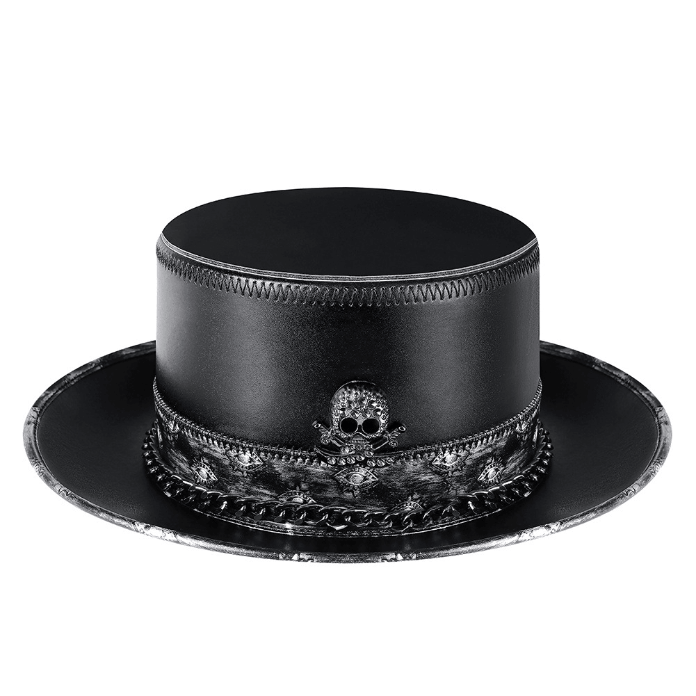 PU Leather Skull Chain Gentleman Hat - MRSLM