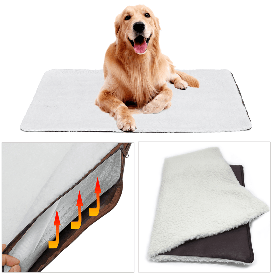 Large Self Heating Dog Bed Fleece Mat Soft Warm Pet Cat Rug Thermal Washable Pad - MRSLM