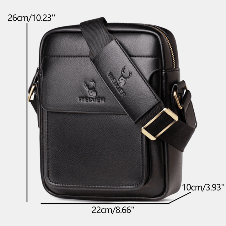 Men PU Leather Multi-Compartments Wear-Resistant Crossbody Bag Shoulder Bag Business Casual 6.3 Inch Phone Bag - MRSLM