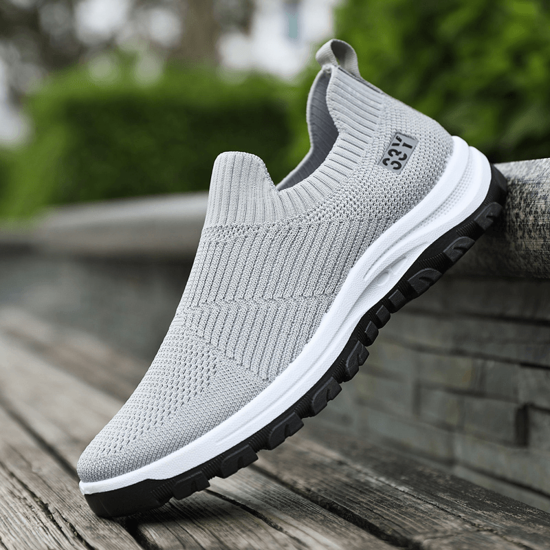 Men Breathable Fabric Non Slip Comfy Slip on Casual Walking Shoes - MRSLM