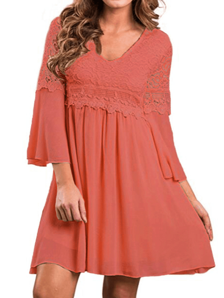 Lace Leisure Style Summer Holiday Loose Mini Dress - MRSLM