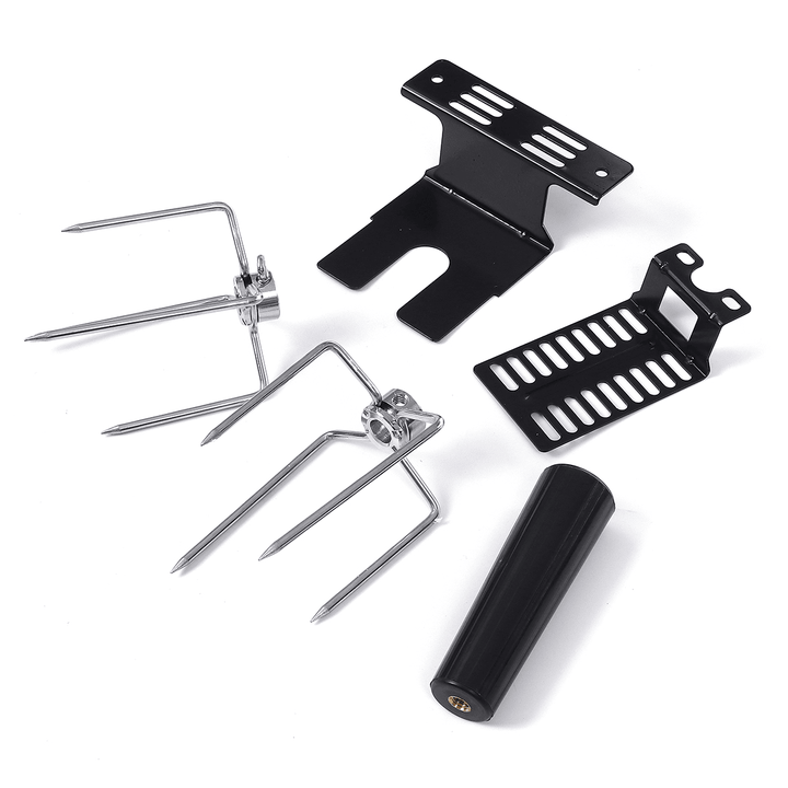 4W Stainless Steel Rotisserie BBQ Grill Roaster Spit Rod BBQ Tools Set Camping Charcoal Kits - MRSLM