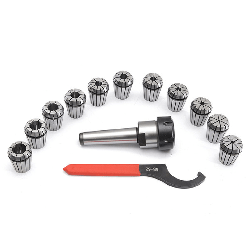 11Pcs 1/8-3/4 Inch Collects Set with MT3 1/2 Shank Chuck and Spanner for Milling Machine - MRSLM