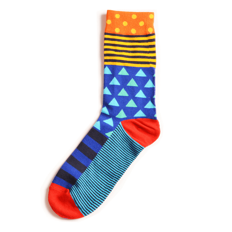 Men'S Street Wild Classic Geometry Striped Cotton Mid-Socks - MRSLM