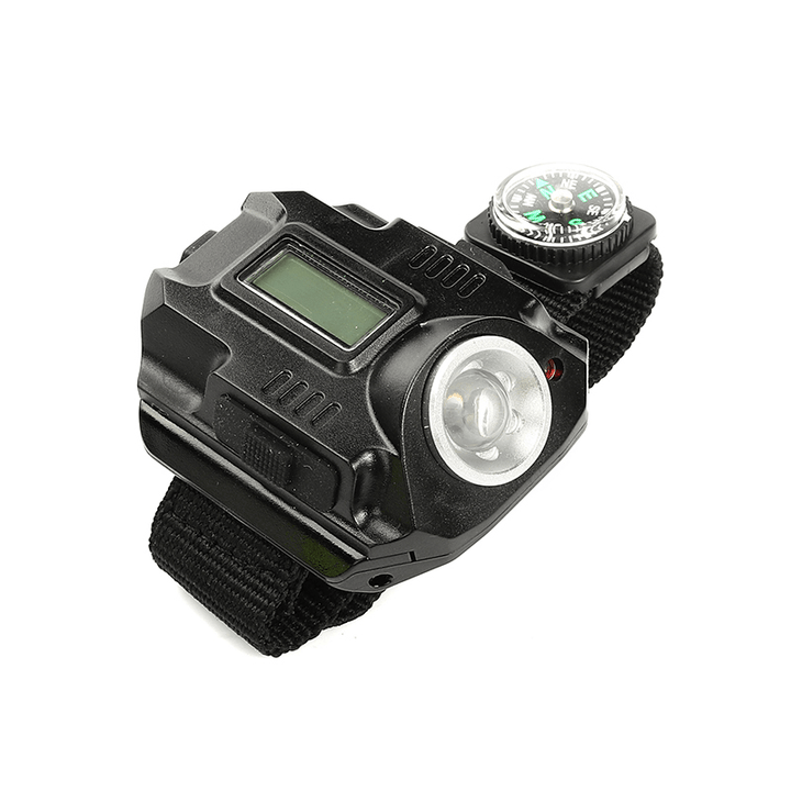 XANES 3 in 1 Outdoor Multifunctional LED Wrist Watch Flashlight Compass Laser Light Cycling Running Mountaineering Night Light - MRSLM