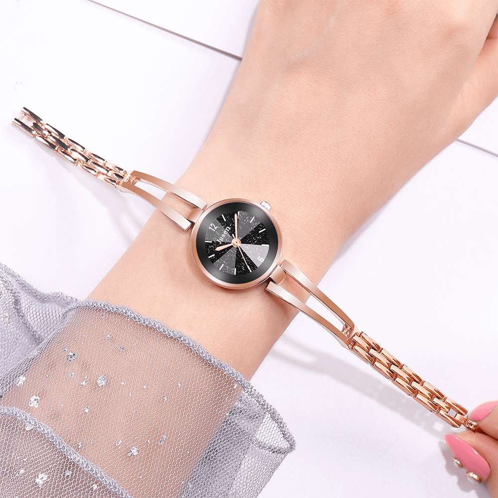 JUSEN JS6222 Hollow Metal Strap Fashion Simple Dial Ladies Dress Women Quartz Watch - MRSLM