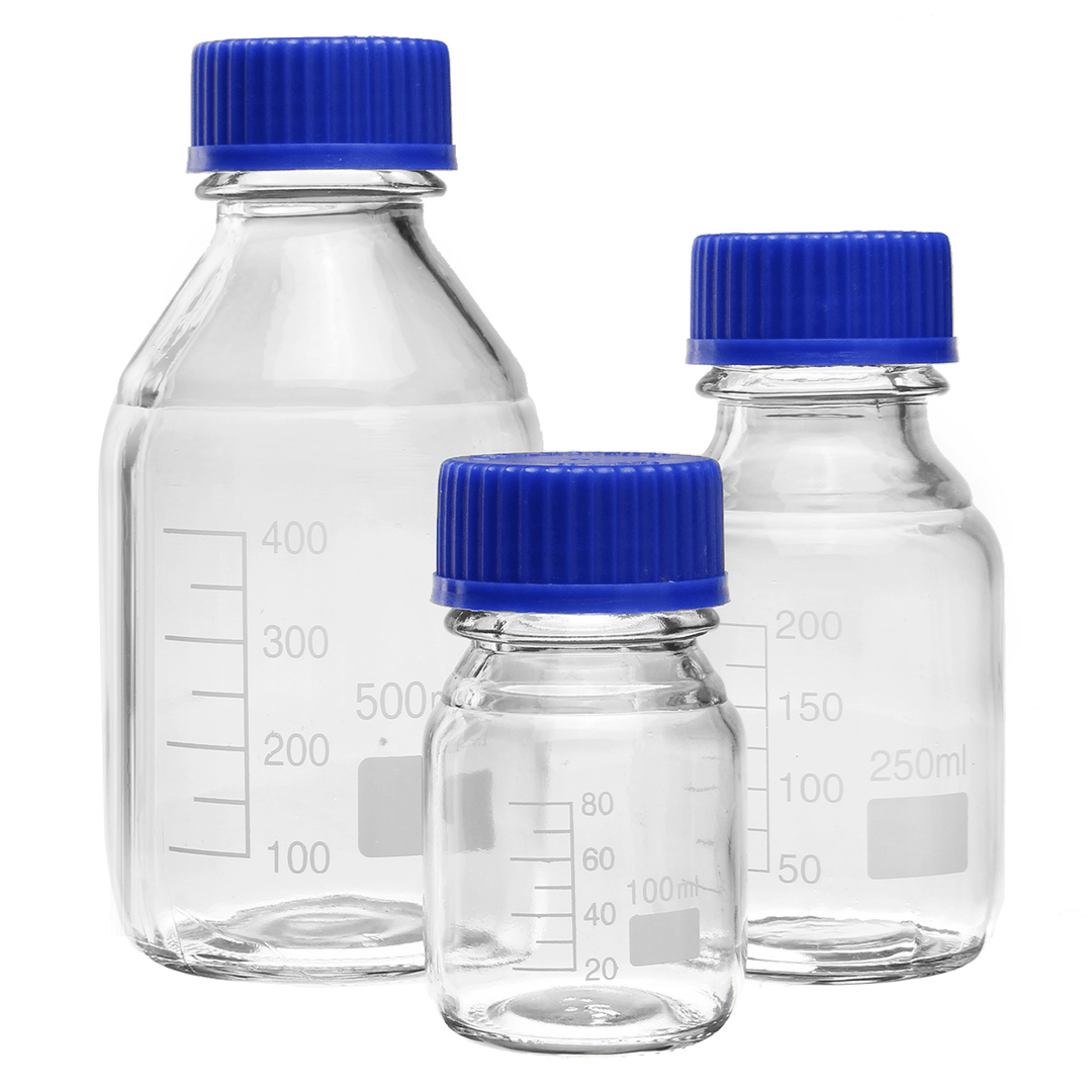 100/250/500Ml Borosilicate Glass Clear Reagent Bottle Blue Screw Cap Lab Storage Bottle - MRSLM