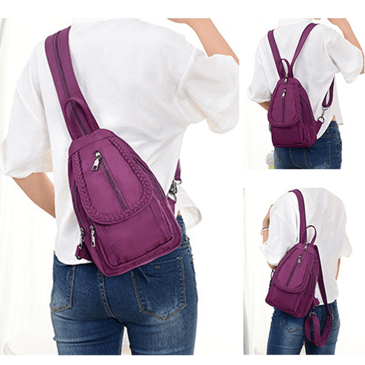 Women Braid Decoraction Nylon Waterproof Casual Chest Bag Outdoor Crossbody Bag - MRSLM