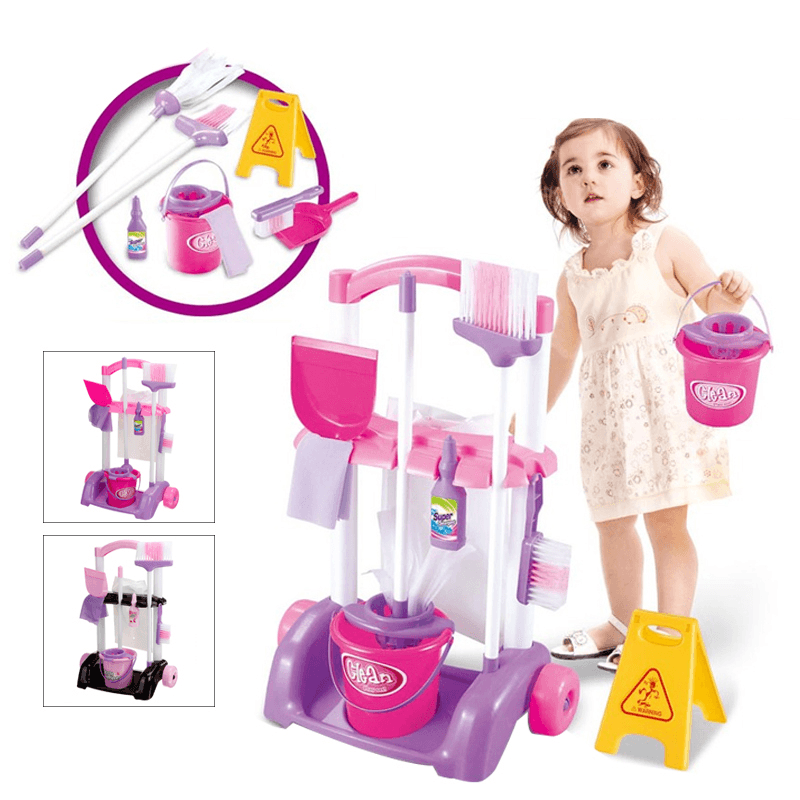 Children Toys Home Cleaning Cart Set Housekeeping Toys Kids Educational Development Play - MRSLM