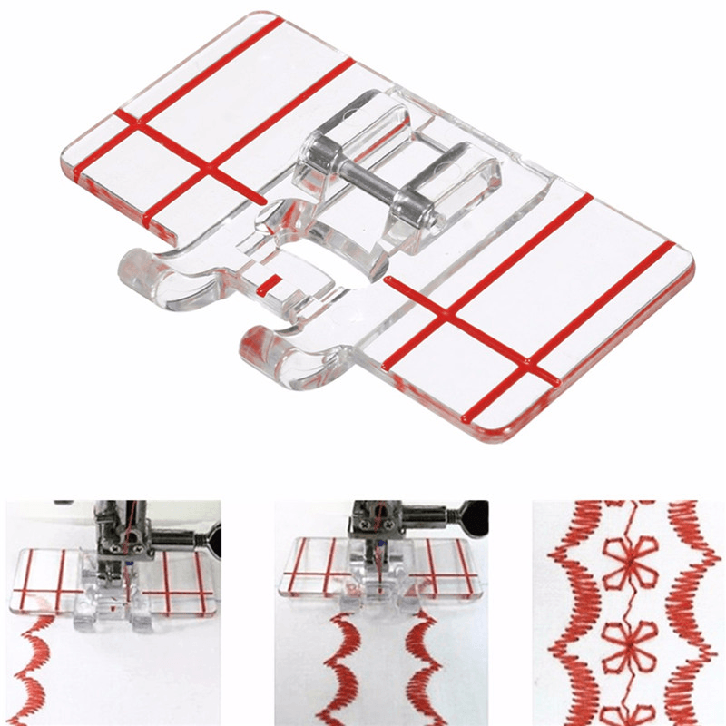 Sewing Machine Parallel Stitch Sewing Tool Simple Mini Clear Plastic Parallel Stitch Foot Presser for Multifunction Domestic - MRSLM