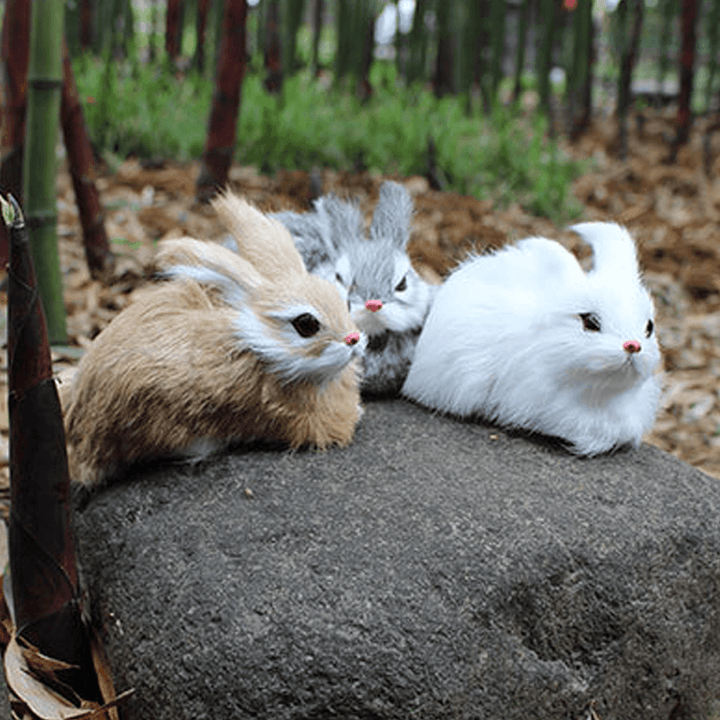 15Cm Mini Realistic Cute White Plush Rabbits Fur Lifelike Animal Furry Easter Bunny Stuffed Plush Toy - MRSLM