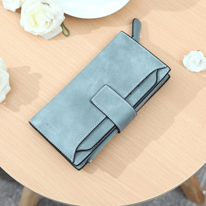 Women Matte Long Wallet Hasp Detachable Card Holder Coin Bags Clutches Bags - MRSLM