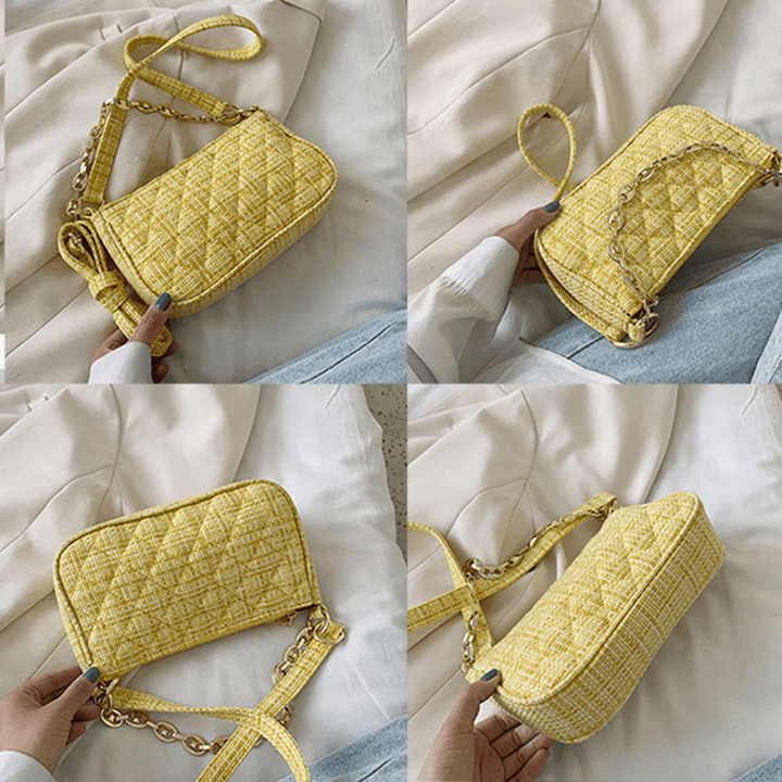 Women Argyle Fashion Chains Casual PU Shoulder Bag - MRSLM