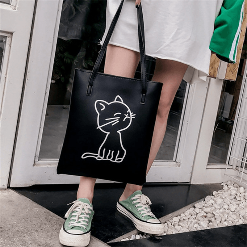 Women Cartoon Print Handbag Large Capacity Shoulder Bag - MRSLM