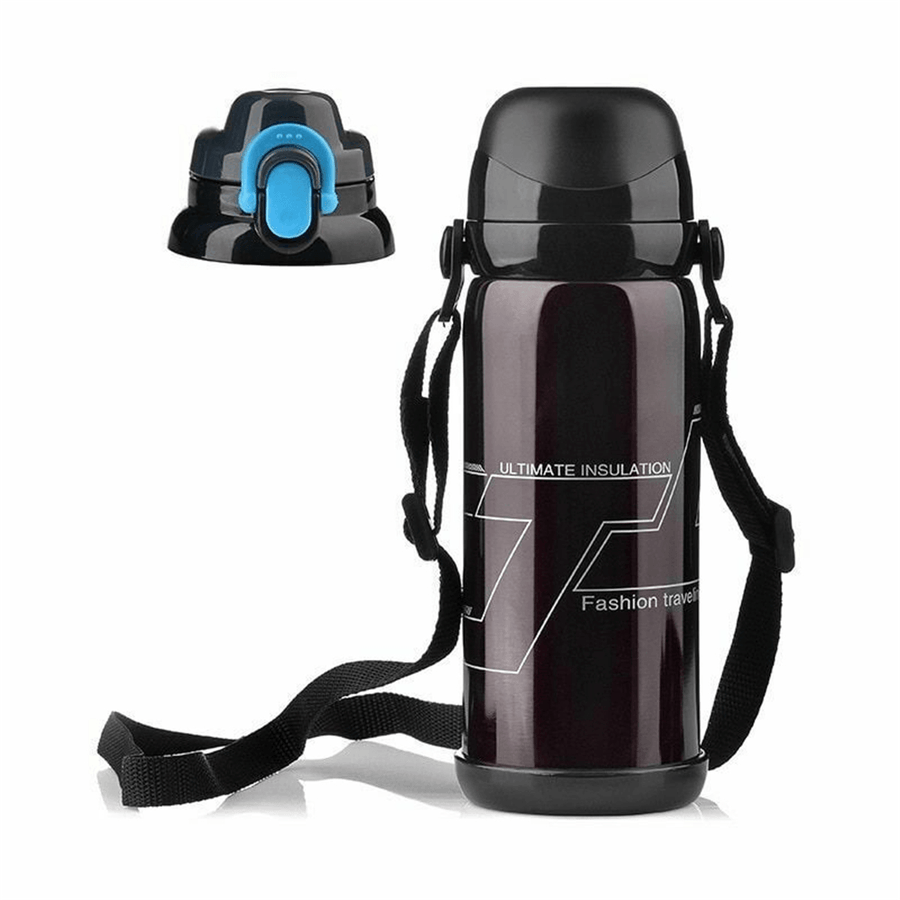 800ML Sports Stainless Steel Water Bottle with Strap Insulated Cup Thermal Vacuum Flask - MRSLM